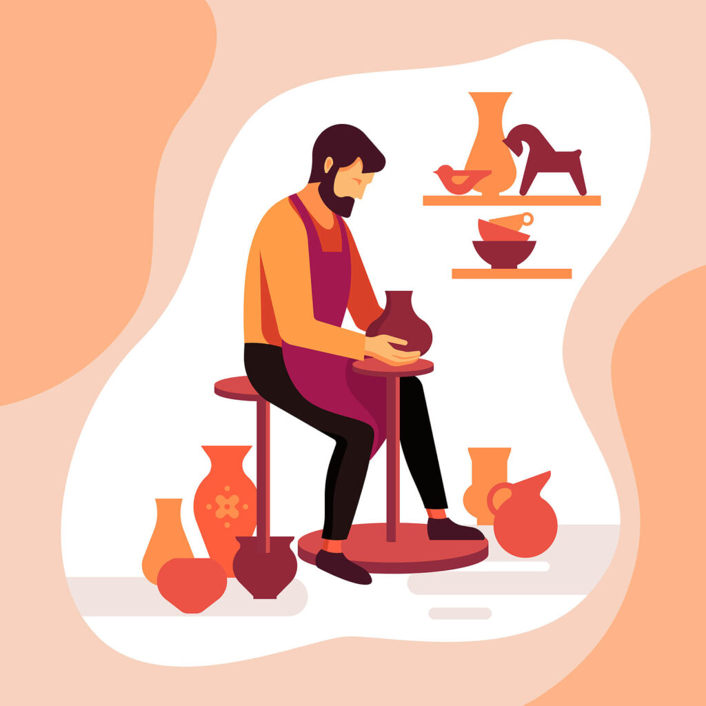 pottery | cbt therapy new york city, ny | cognitive behavioral therapy nyc, ny | CBT therapist nyc, ny | New York City, NY | Downtown NY | Manhattan, NY An illustration of a man doing pottery as a hobby. Behavioral activation is an important aspect of CBT therapy in NYC, NY. Discover how we can help you today!
